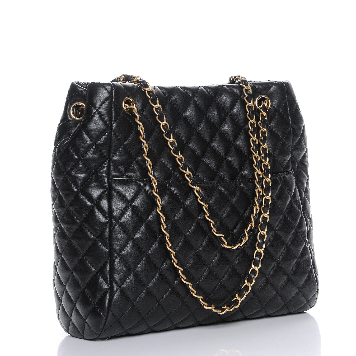 Chanel Lambskin Large Quilted Shopping Tote Black 3 of 7