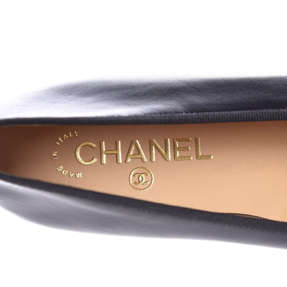 Chanel Lambskin Patent Cap Toe Ballerina Flats 38.5 Black 7 of 9