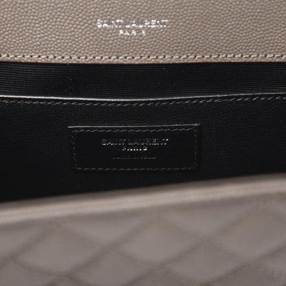 Saint Laurent Grain De Poudre Textured Mixed Matelasse Medium Triquilt Monogram Satchel Earth 7 of 10