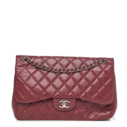 Chanel Caviar Quilted Jumbo Double Flap Dark Red 1 of 12