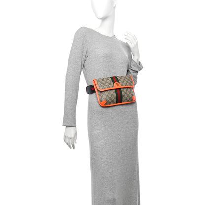 Gucci GG Supreme Monogram Web Small Ophidia Belt Bag Beige Ebony Orange Fluo 2 of 13