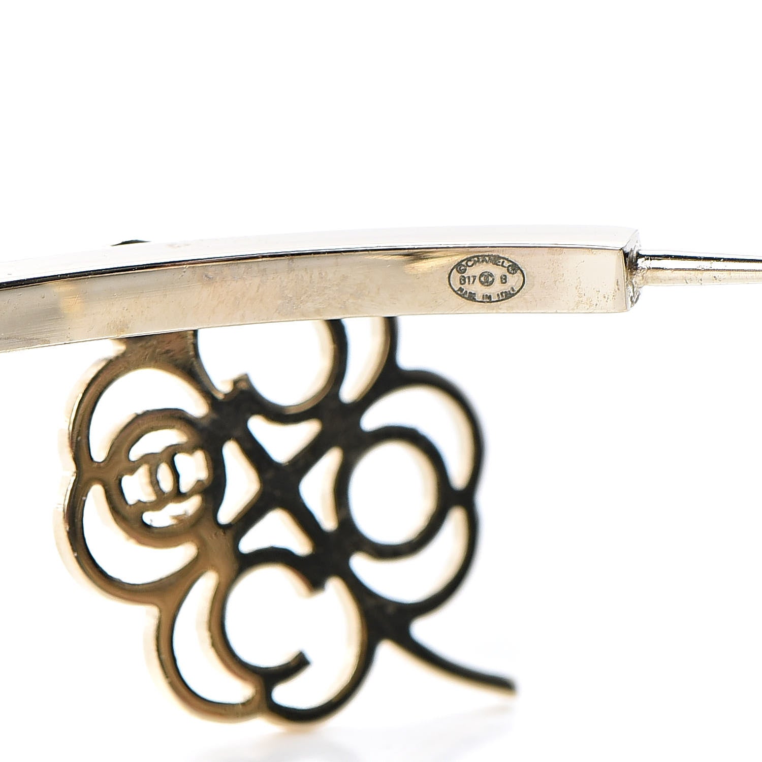 Chanel Logo Charms Hoop Earrings Light Gold 4 of 5