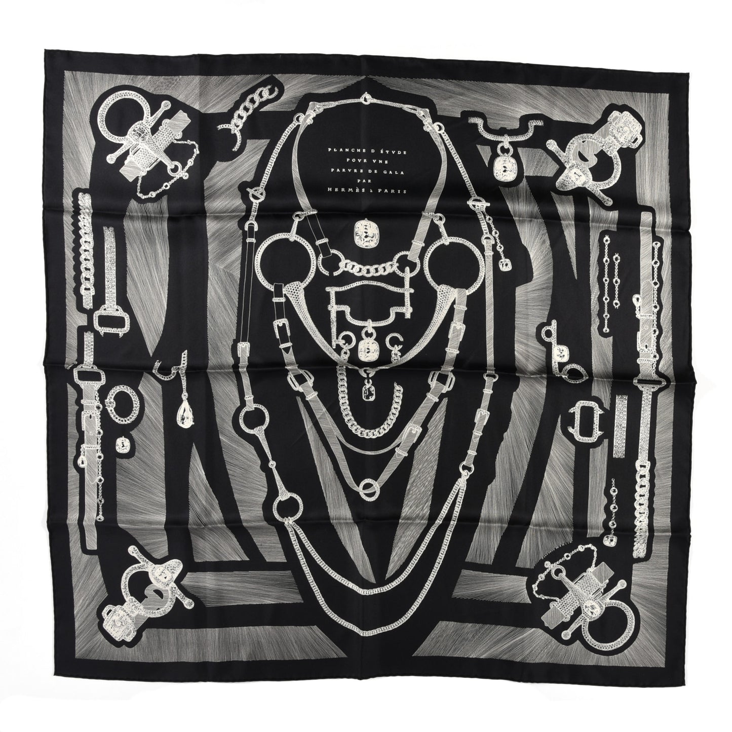 Silk Etude Pour Une Parure De Gala Scarf 90 Black White