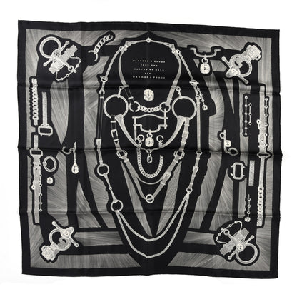 Hermes Silk Etude Pour Une Parure De Gala Scarf 90 Black White 1 of 3
