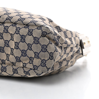 Gucci Monogram Medium Horsebit Chain Hobo Navy 10 of 11