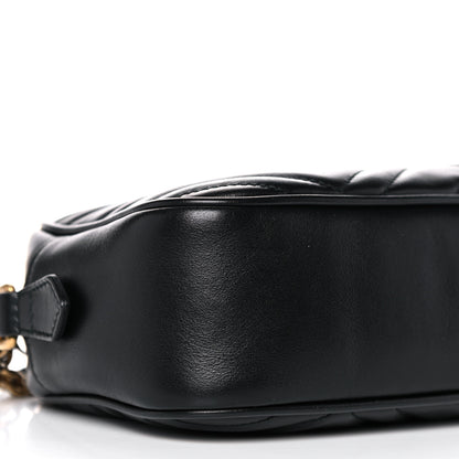 Gucci Calfskin Matelasse Small GG Marmont Chain Shoulder Bag Black 9 of 13