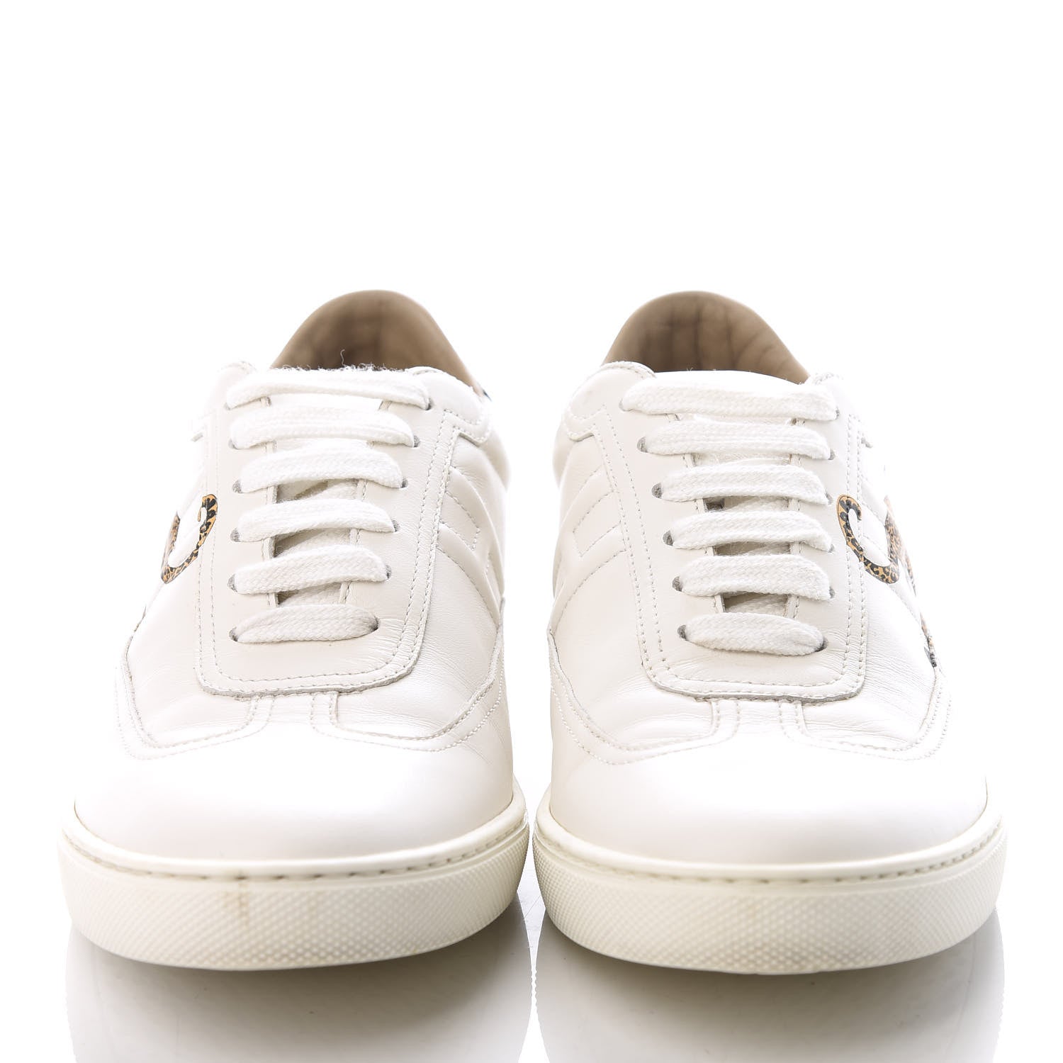 Hermes Calfskin Jungle Love Womens Quicker Sneakers 37.5 White Multicolor 2 of 10