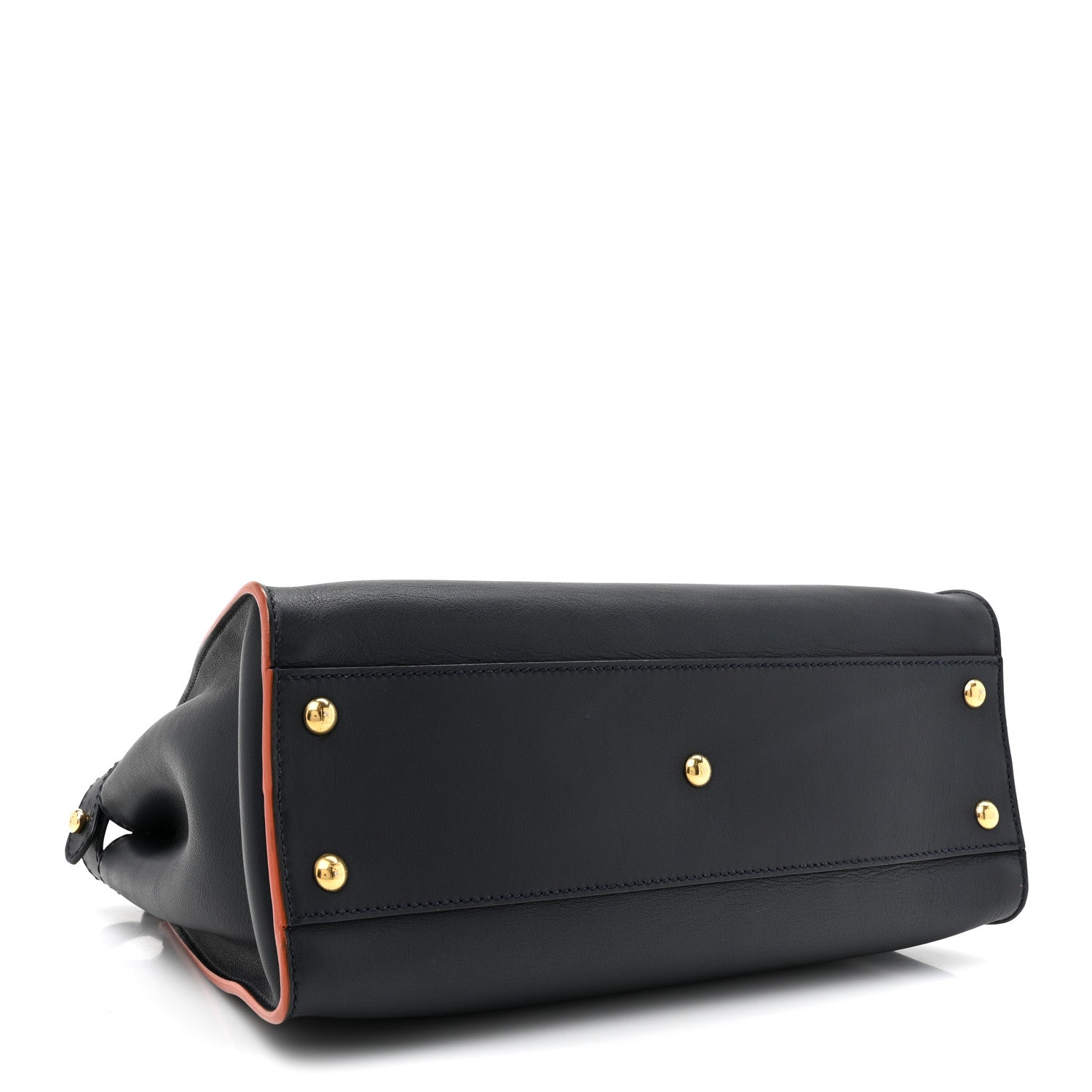 Fendi Vitello Seta Burro Medium Peekaboo Iconic Satchel Blue Notte Plaster 4 of 16