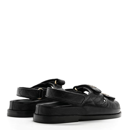 Chanel Grained Calfskin Velcro Dad Sandals 39 Black 4 of 9