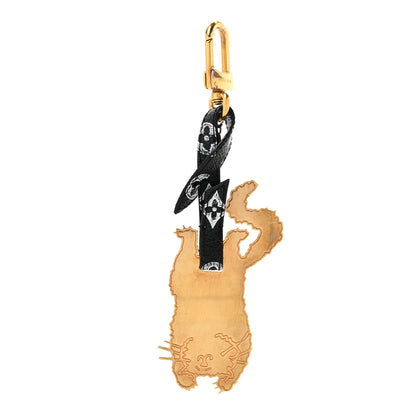 Louis Vuitton Catogram Flying Cat Bag Charm Key Holder Gold Black 1 of 4