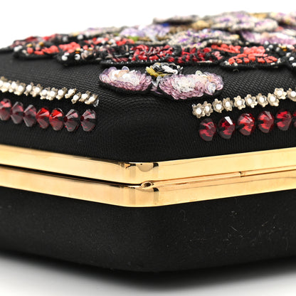 Alexander McQueen Satin Crystal Embellished Top Handle Box Clutch Black 9 of 10