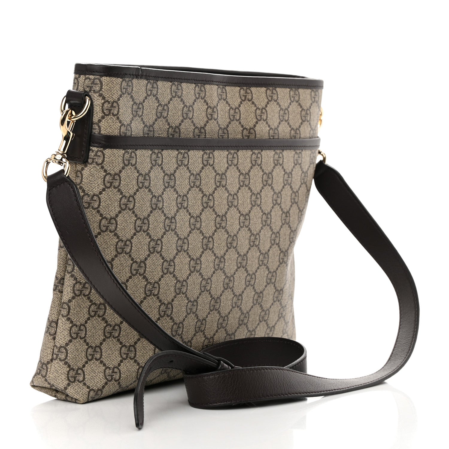 Gucci GG Plus Monogram Medium Flat Messenger Bag Dark Brown 2 of 13