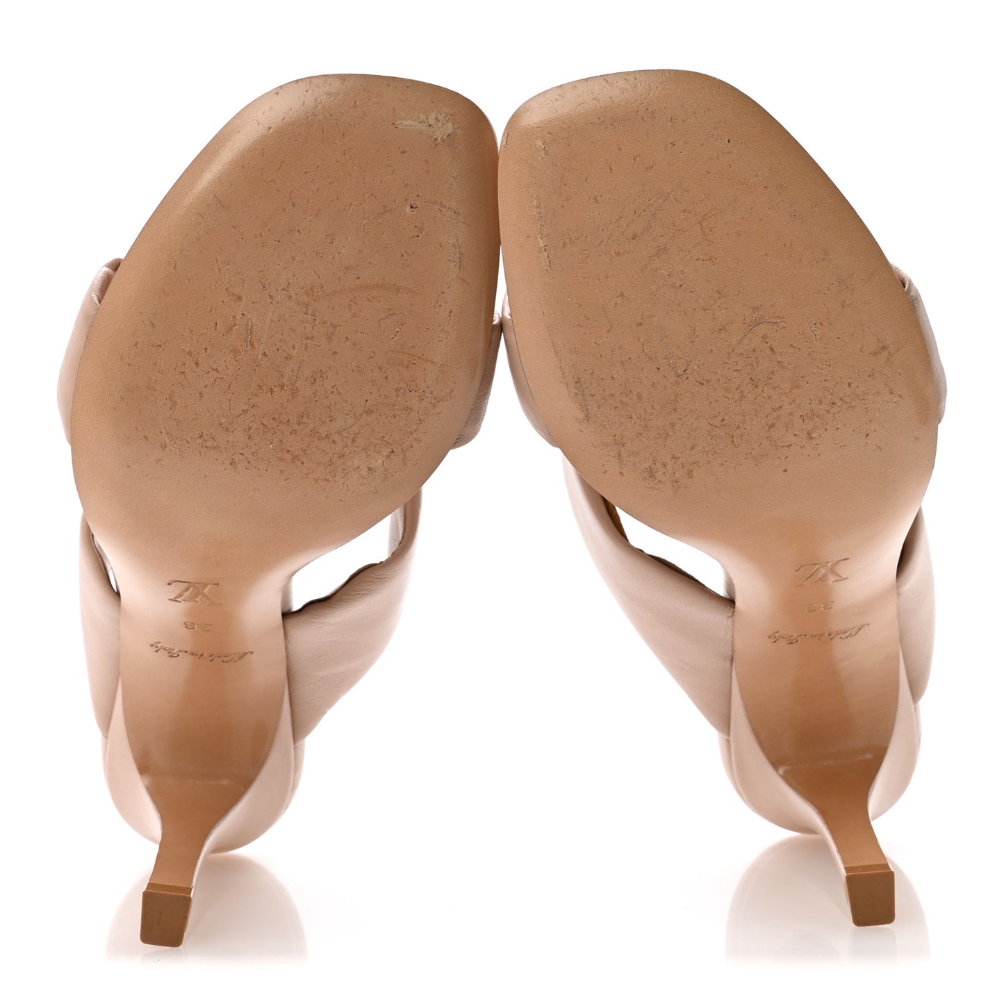 Lambskin Drapy Heel Mules 38 Beige