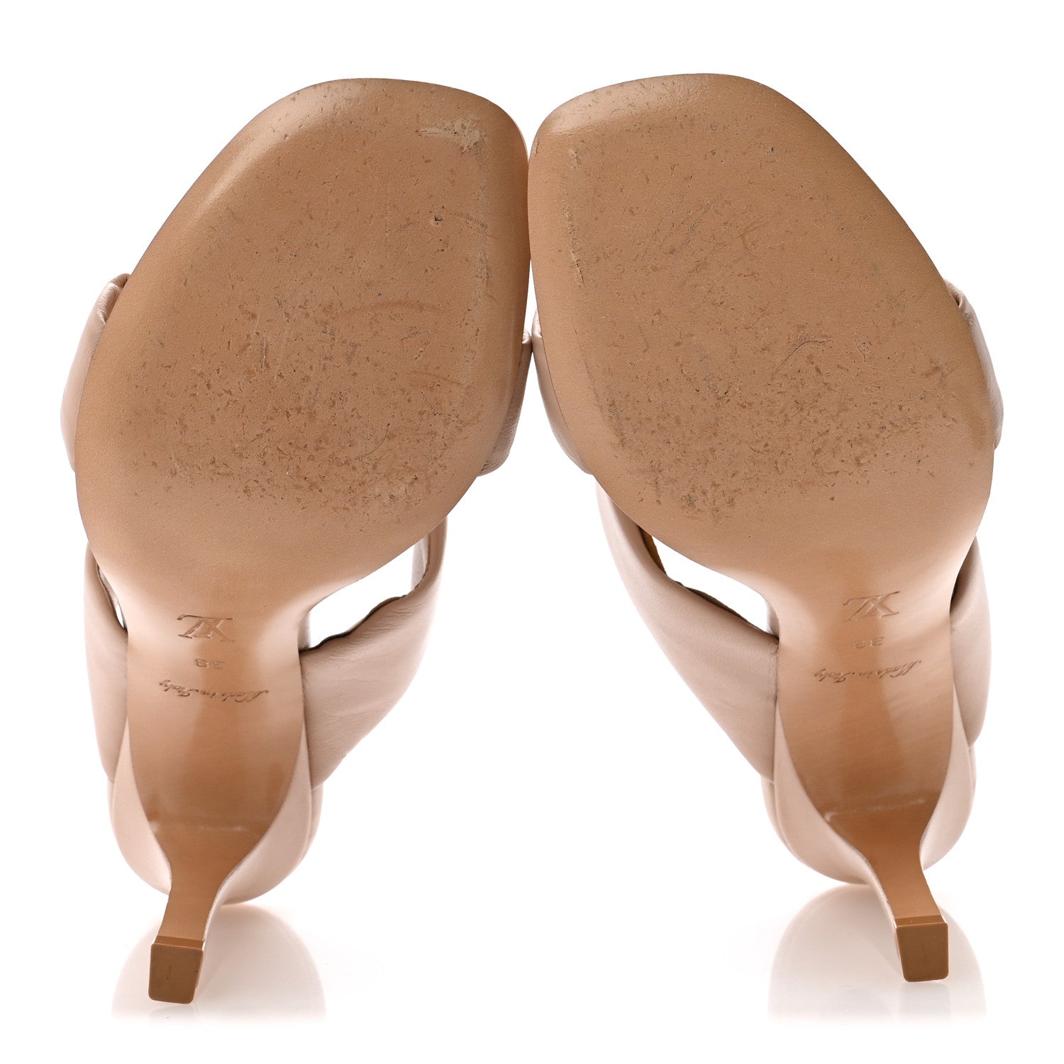 Louis Vuitton Lambskin Drapy Heel Mules 38 Beige 6 of 10