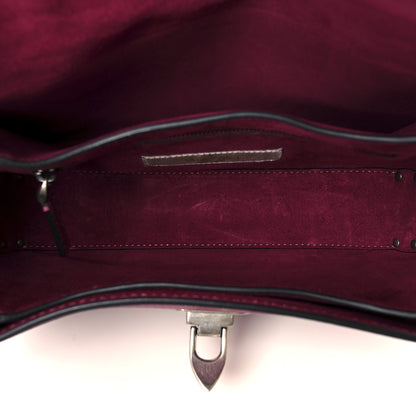 Valentino Garavani Grained Calfskin Onyx Medium Guitar Strap Rockstud Rolling Flap Saddle Bag Disco Pink 5 of 10