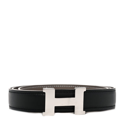 Hermes Swift Epsom 24mm H Belt 95 Black Etoupe 1 of 6