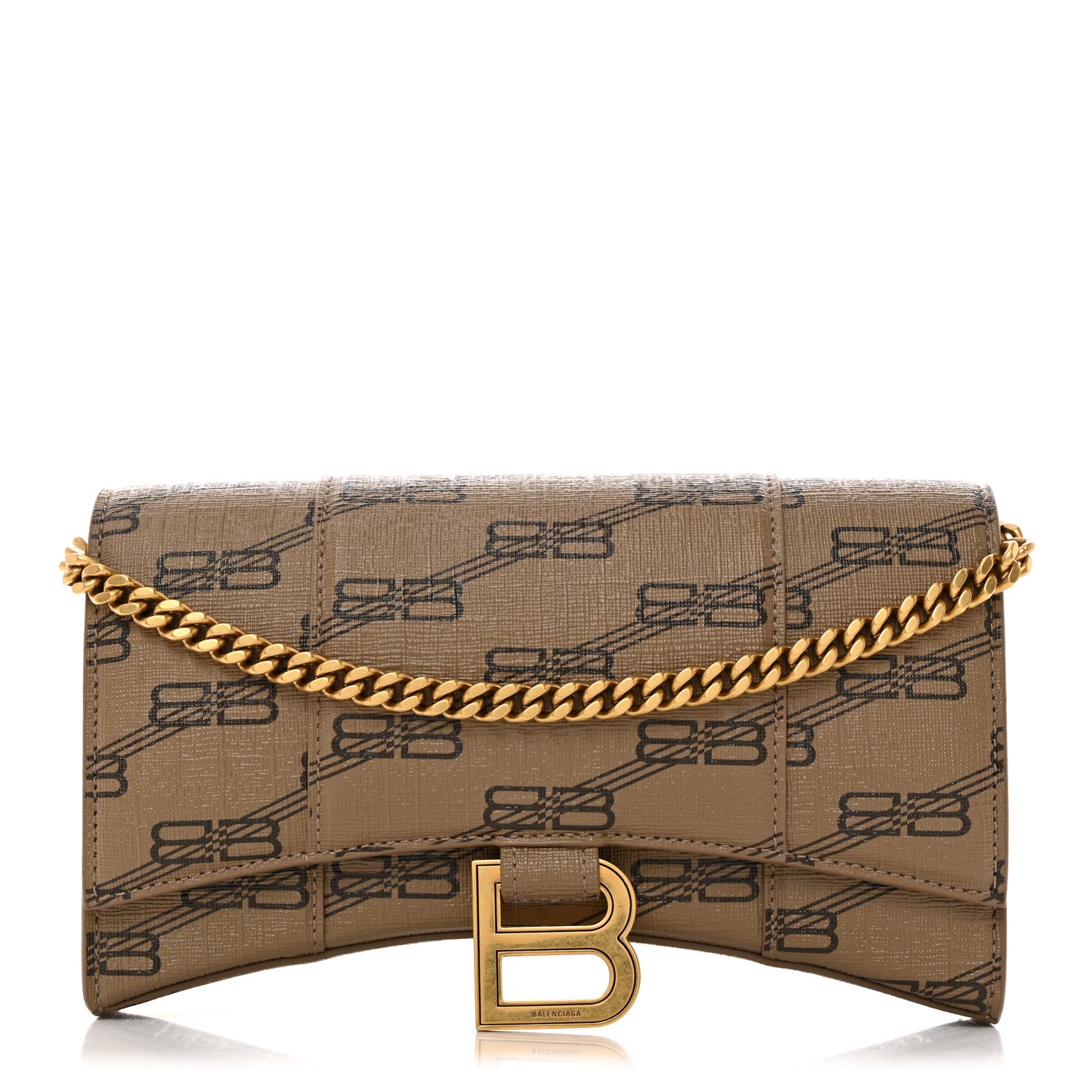 Balenciaga Coated Canvas BB Monogram Hourglass Chain Bag Beige Brown 1 of 11