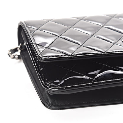 Chanel Patent Quilted Wallet On Chain WOC Black 9 of 12