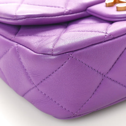 Chanel Lambskin Enamel Quilted Mini Pending CC Square Flap Purple 9 of 10