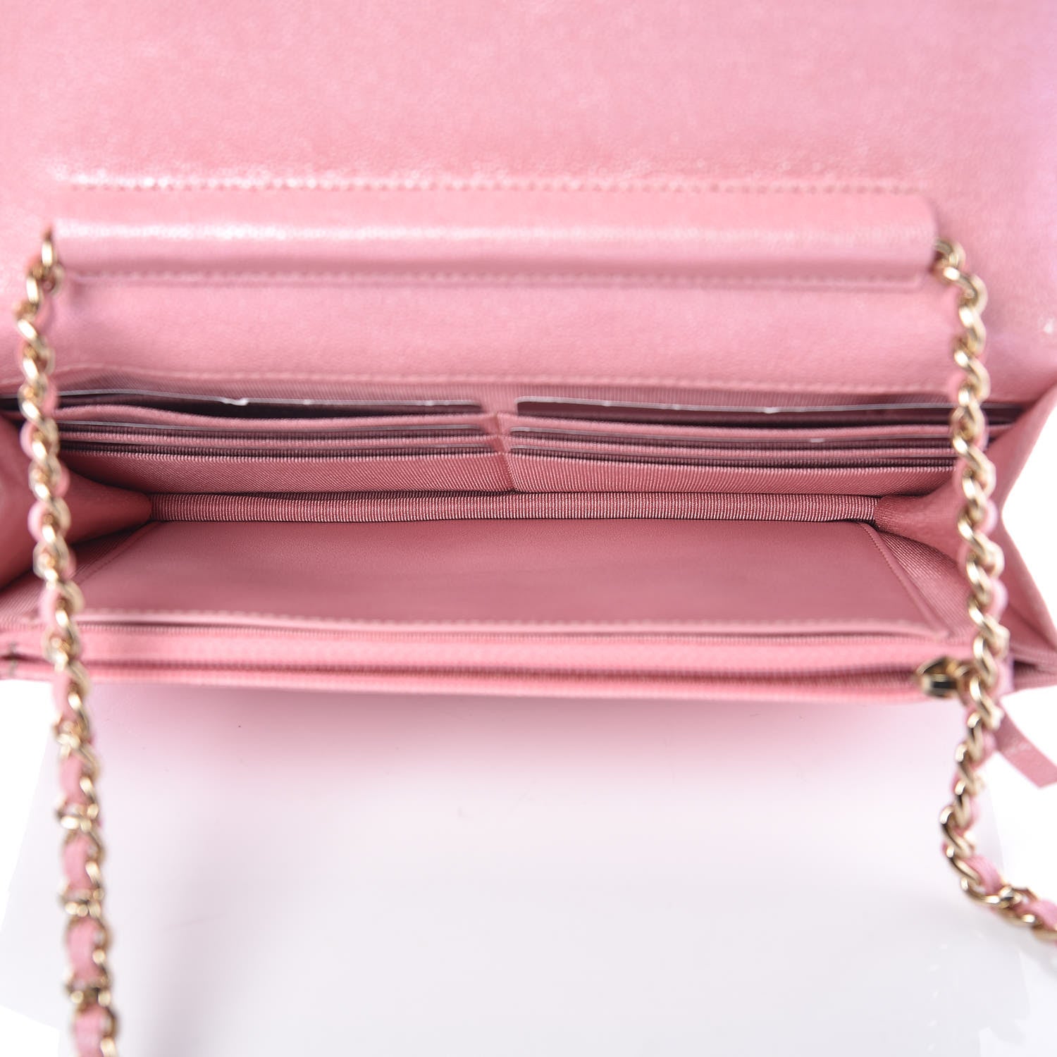 Chanel Iridescent Caviar Quilted Wallet on Chain WOC Rose Pink 5 of 11