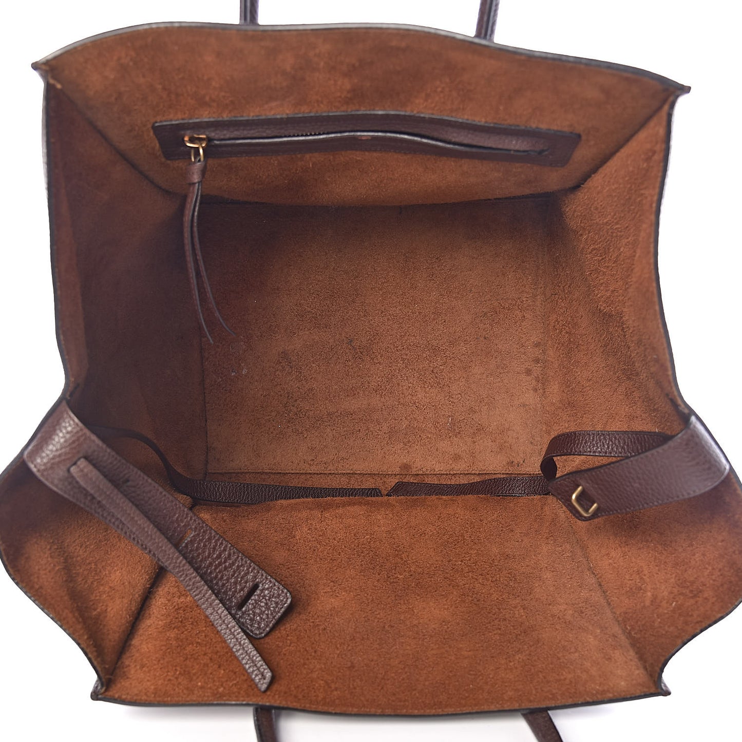 Shiny Grained Calfskin Medium Phantom Luggage Brown