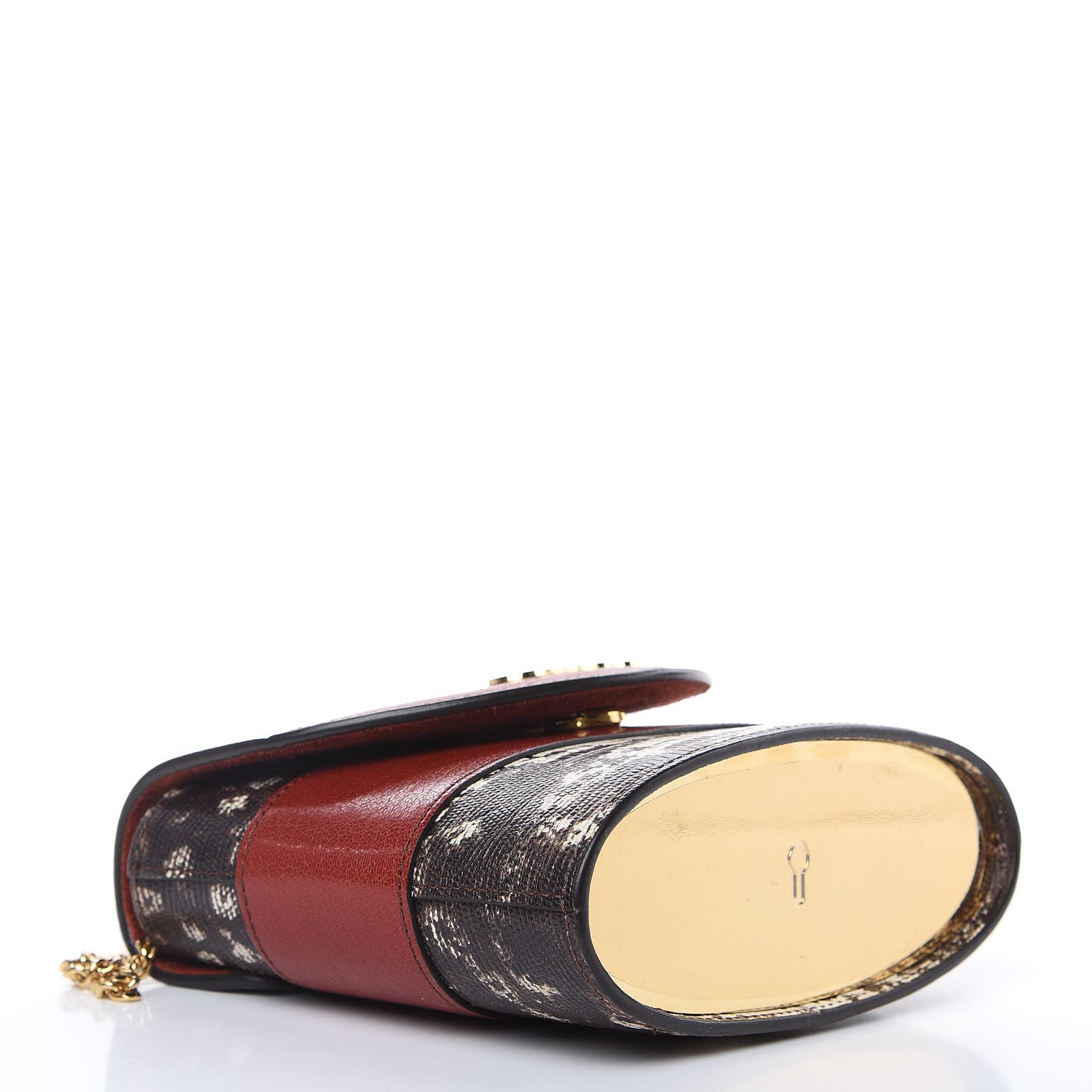 Chloe Calfskin Lizard Embossed Small Aby Lock Sepia Brown 4 of 12