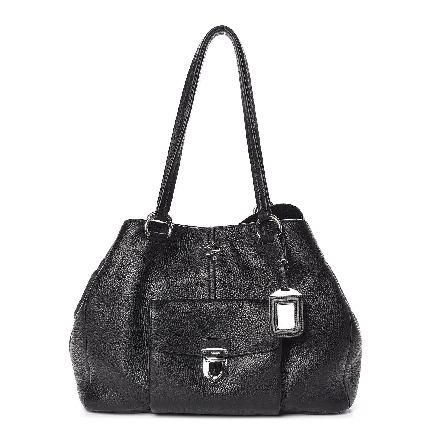 Prada Vitello Daino Pocket Tote Black 1 of 13