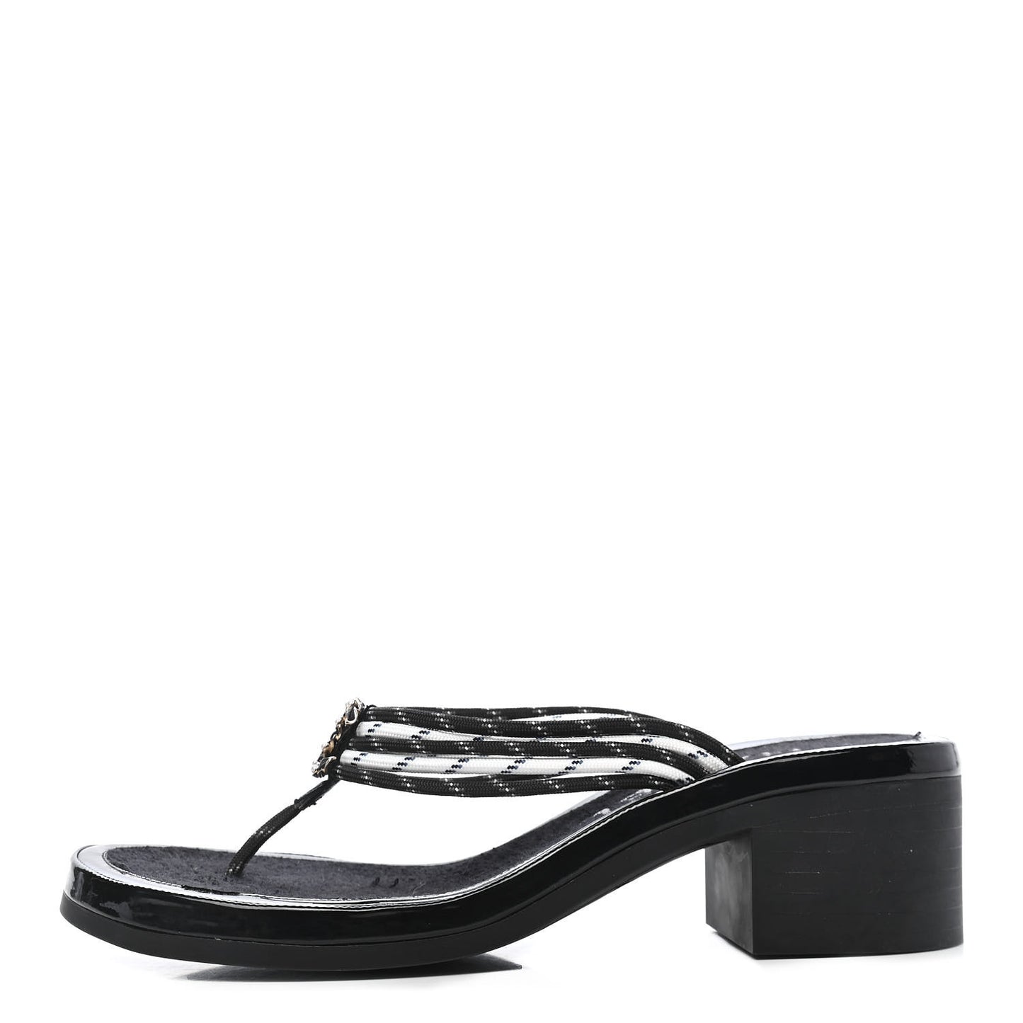 Cord CC Chain Thong Sandals 35 Black