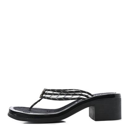 Chanel Cord CC Chain Thong Sandals 35 Black 1 of 7