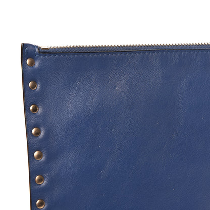 Valentino Garavani Vitello Large Rockstud Zip Pouch Indigo 9 of 9