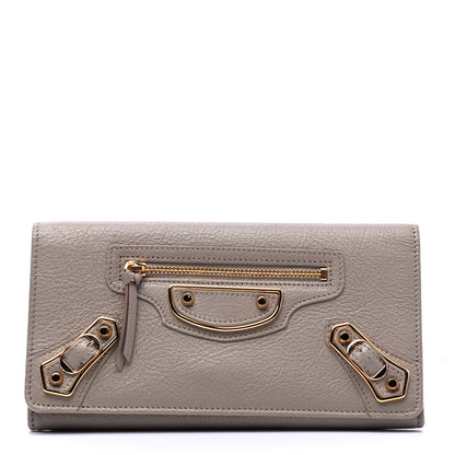 Balenciaga Chevre Gold Metallic Edge Hardware Zip Around Wallet Gris Taupe 1 of 5