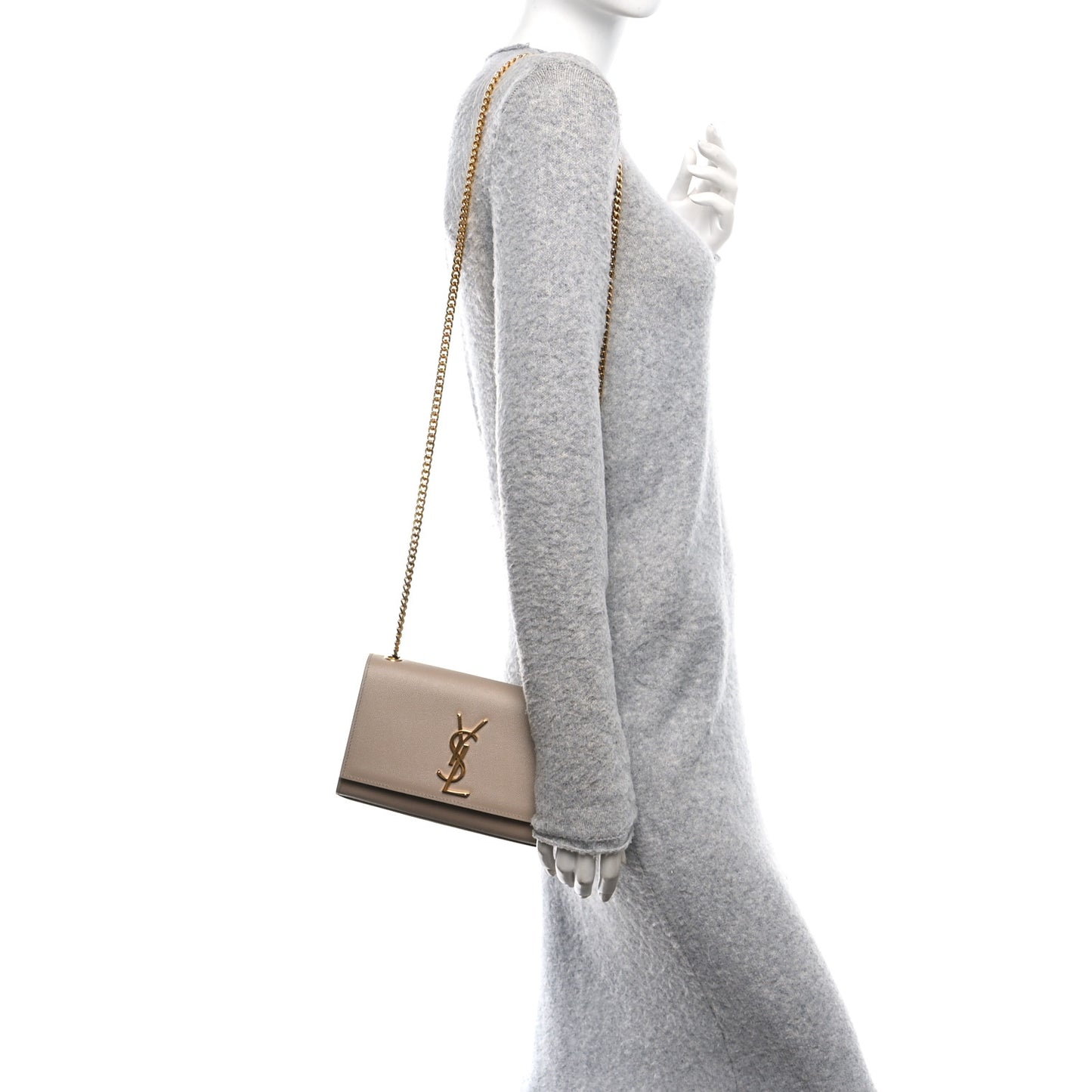 Grain De Poudre Small Monogram Kate Satchel Dark Beige