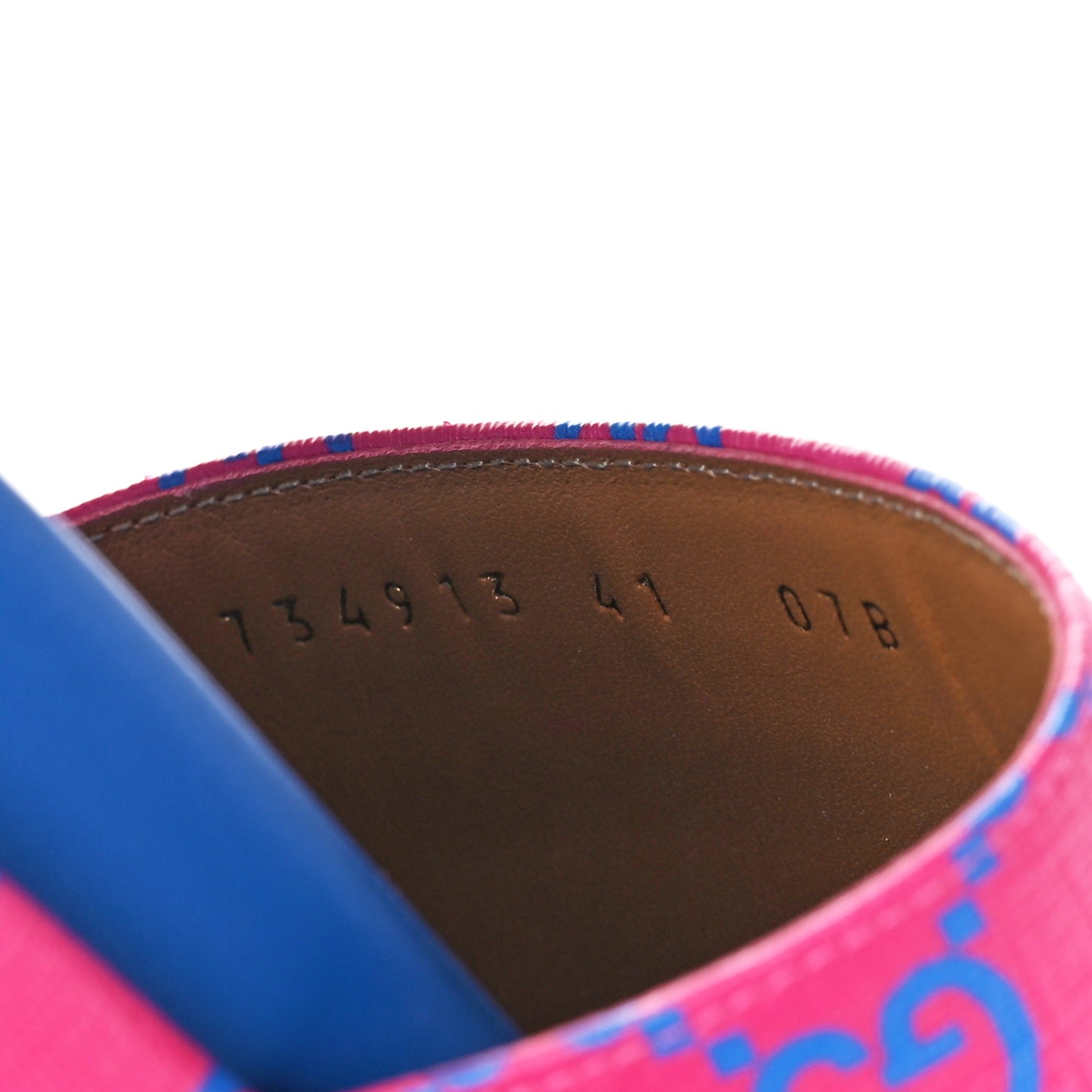 GG Supreme Joy Monogram Angelina Platform Slide Sandals 41 Fuxia Blue