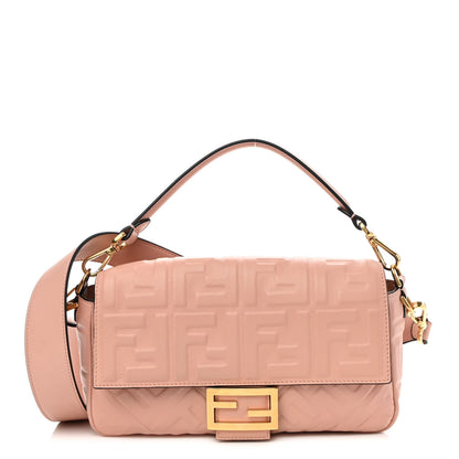 Fendi Nappa FF 1974 Embossed Baguette Rosa Bourbon 1 of 10