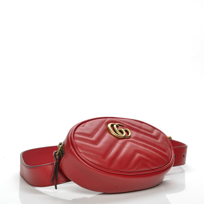 Gucci Calfskin Matelasse GG Marmont Belt Bag 75 30 Hibiscus Red 4 of 8