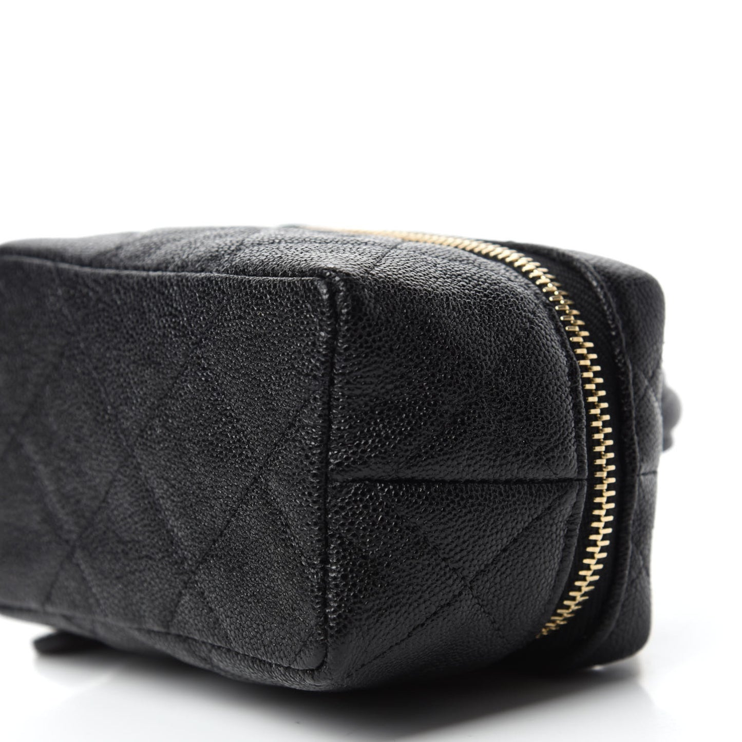 Caviar Quilted Mini Top Handle Vanity With Chain Black