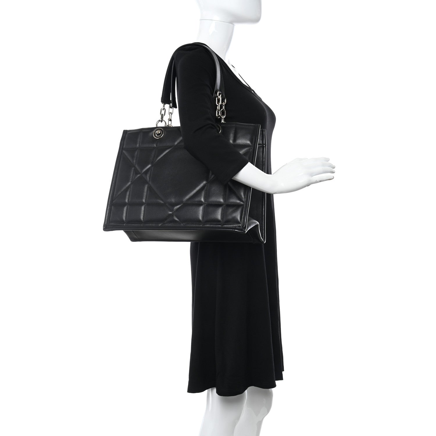 Christian Dior Calfskin Archicannage Medium Essential Tote Black 2 of 11