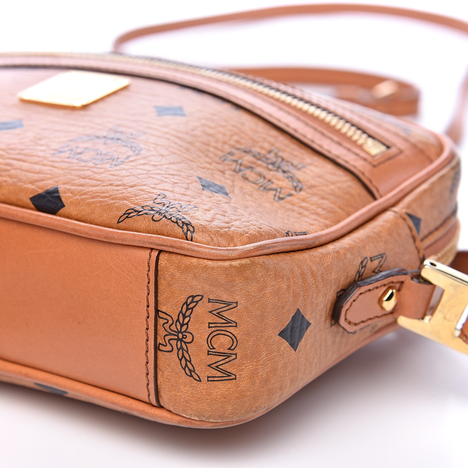 MCM Visetos Small Heritage Line Camera Crossbody Bag Cognac 13 of 15