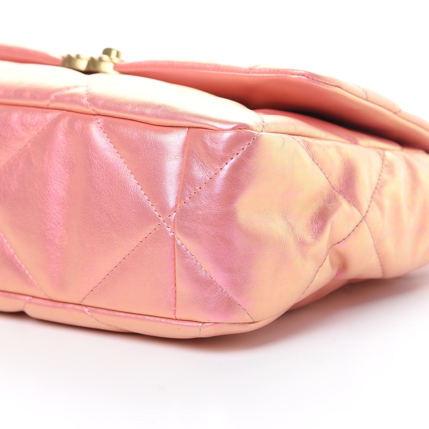Iridescent Calfskin Quilted Large Chanel 19 Flap Pink