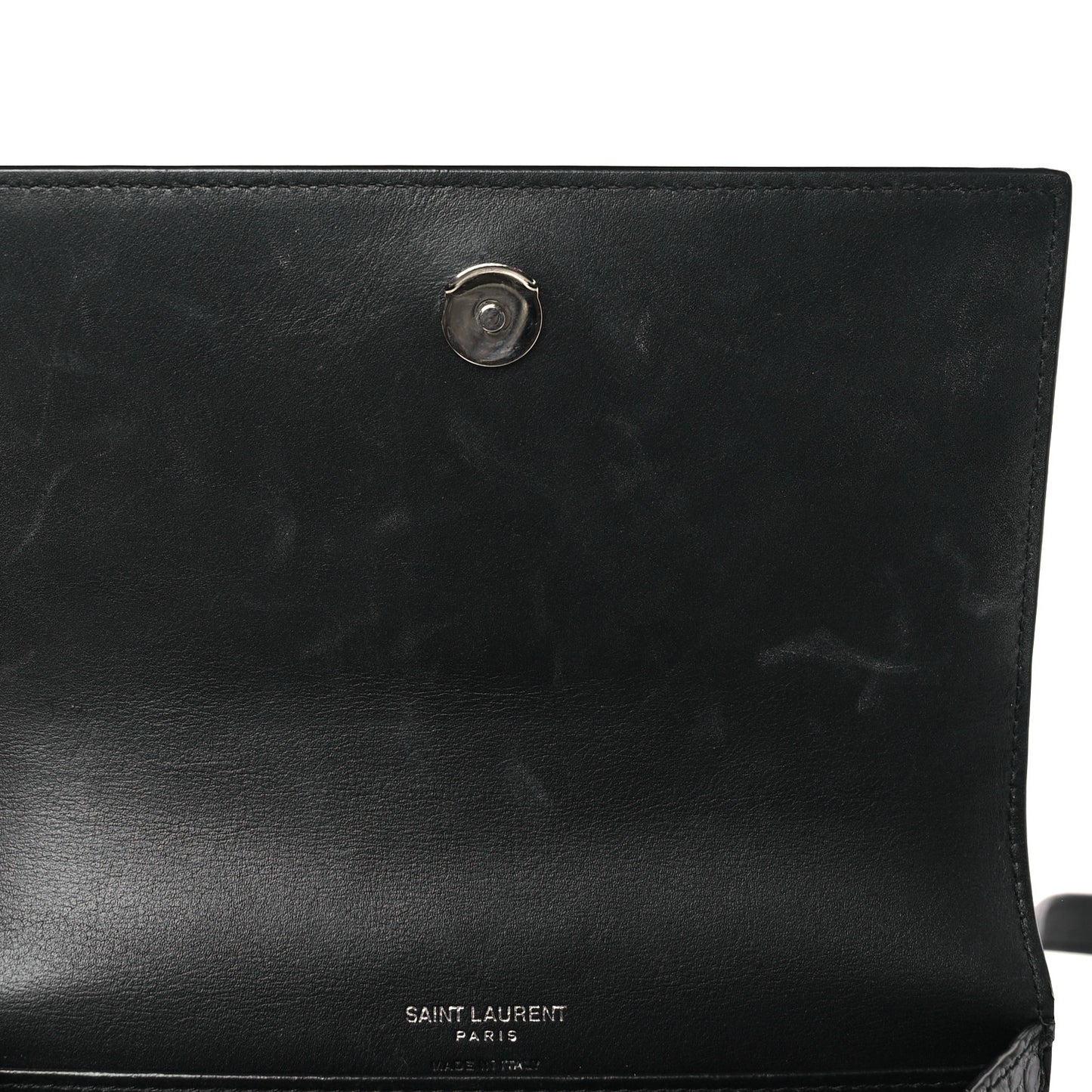 Calfskin Crocodile Embossed Monogram Kate Belt Bag Black
