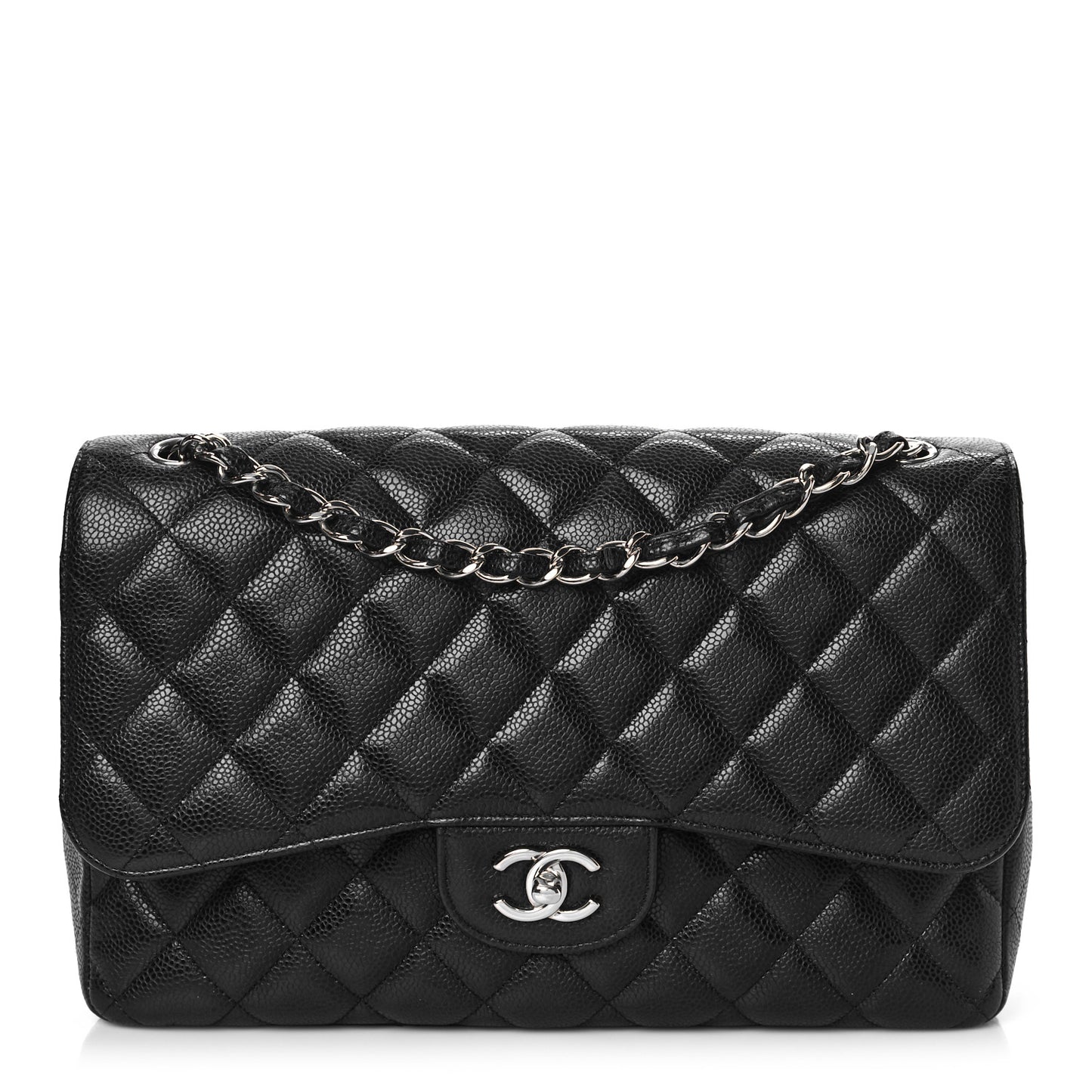 Caviar Quilted Jumbo Double Flap Black