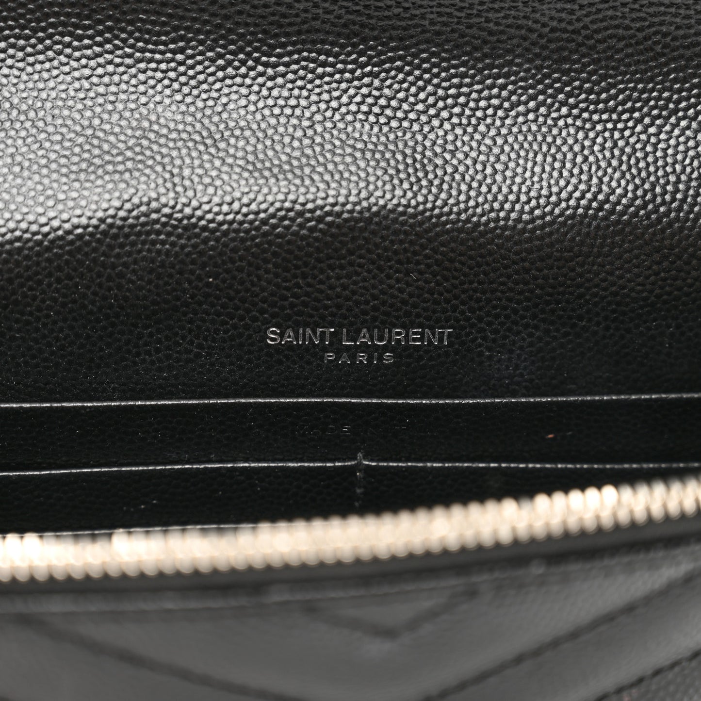 Grain De Poudre Matelasse Chevron Monogram Envelope Chain Wallet Black