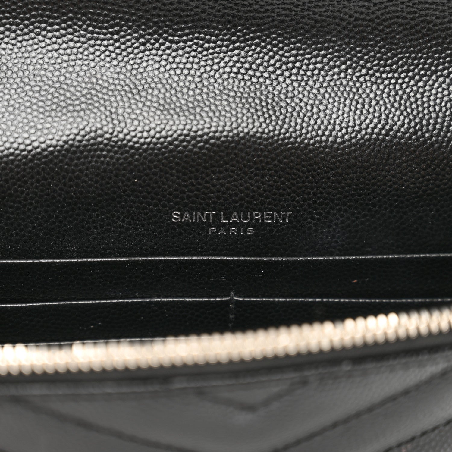 Saint Laurent Grain De Poudre Matelasse Chevron Monogram Envelope Chain Wallet Black 7 of 9