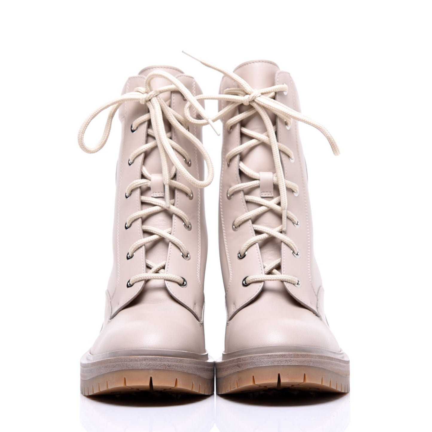 Calfskin Bridge Ankle Boots 38 Beige Grege