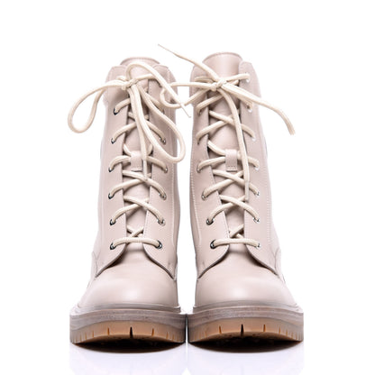 Hermes Calfskin Bridge Ankle Boots 38 Beige Grege 2 of 9