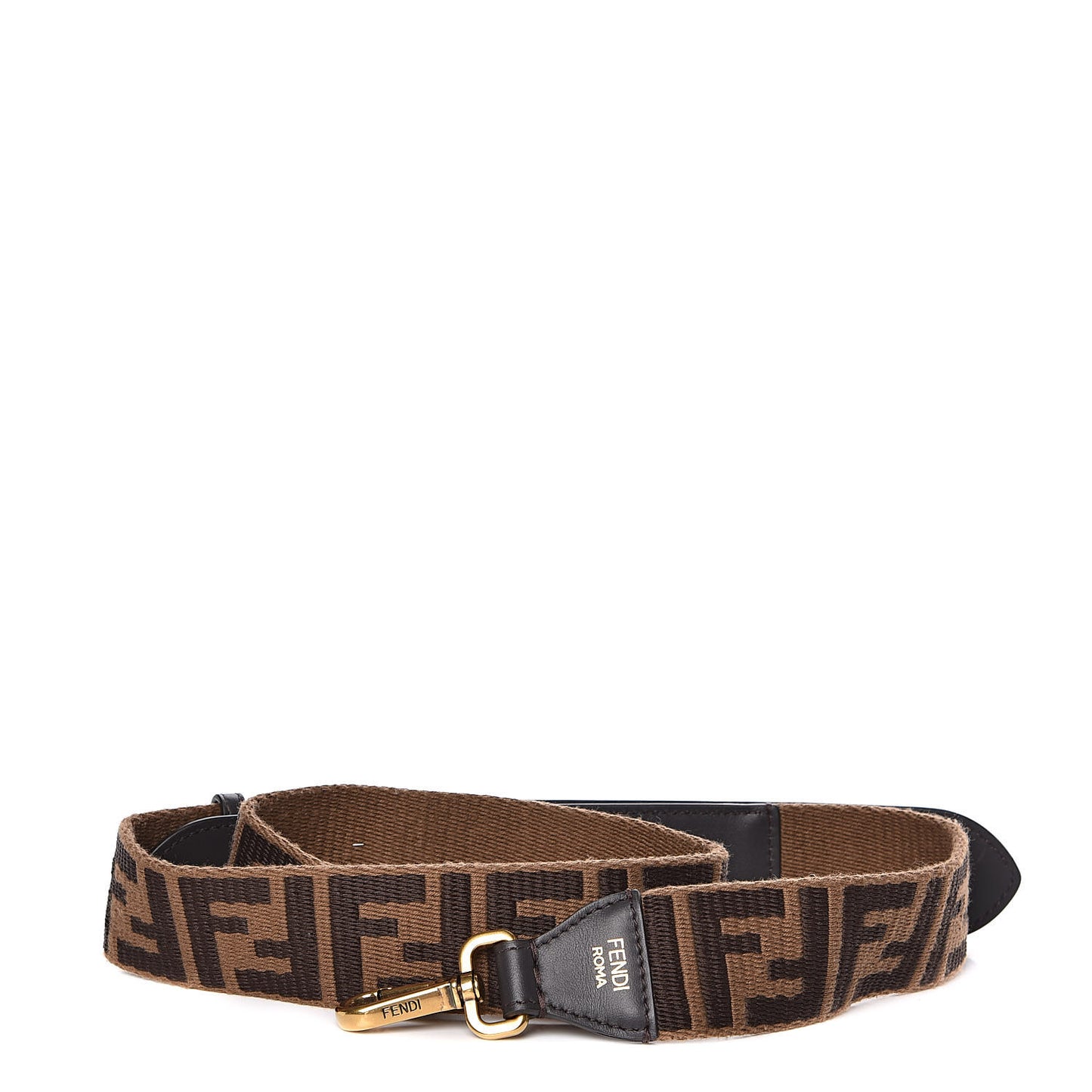 Ribbon Vitello Century FF 1974 Flat Studded Strap You Fango Marrone Ebano