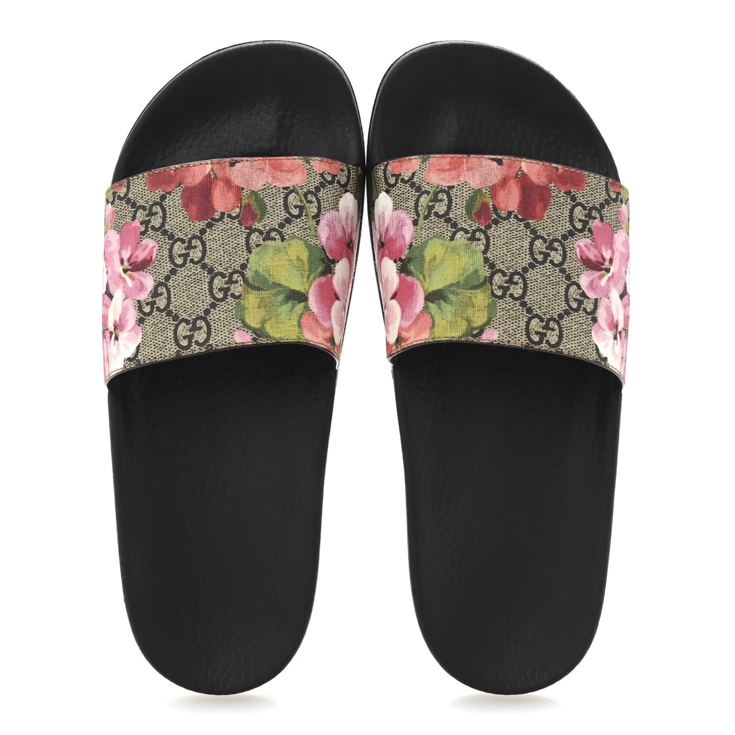 GG Supreme Monogram Blooms Slide Sandals 38 Beige Multicolor