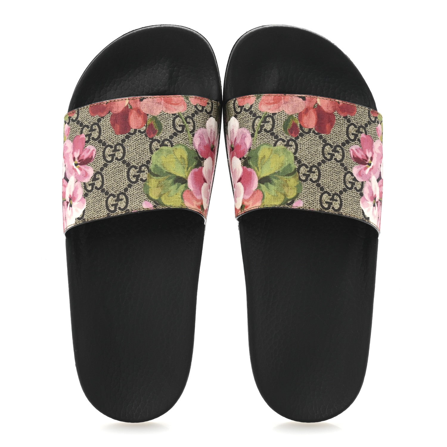 Gucci GG Supreme Monogram Blooms Slide Sandals 38 Beige Multicolor 2 of 10