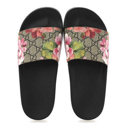 Gucci GG Supreme Monogram Blooms Slide Sandals 38 Beige Multicolor 2 of 10