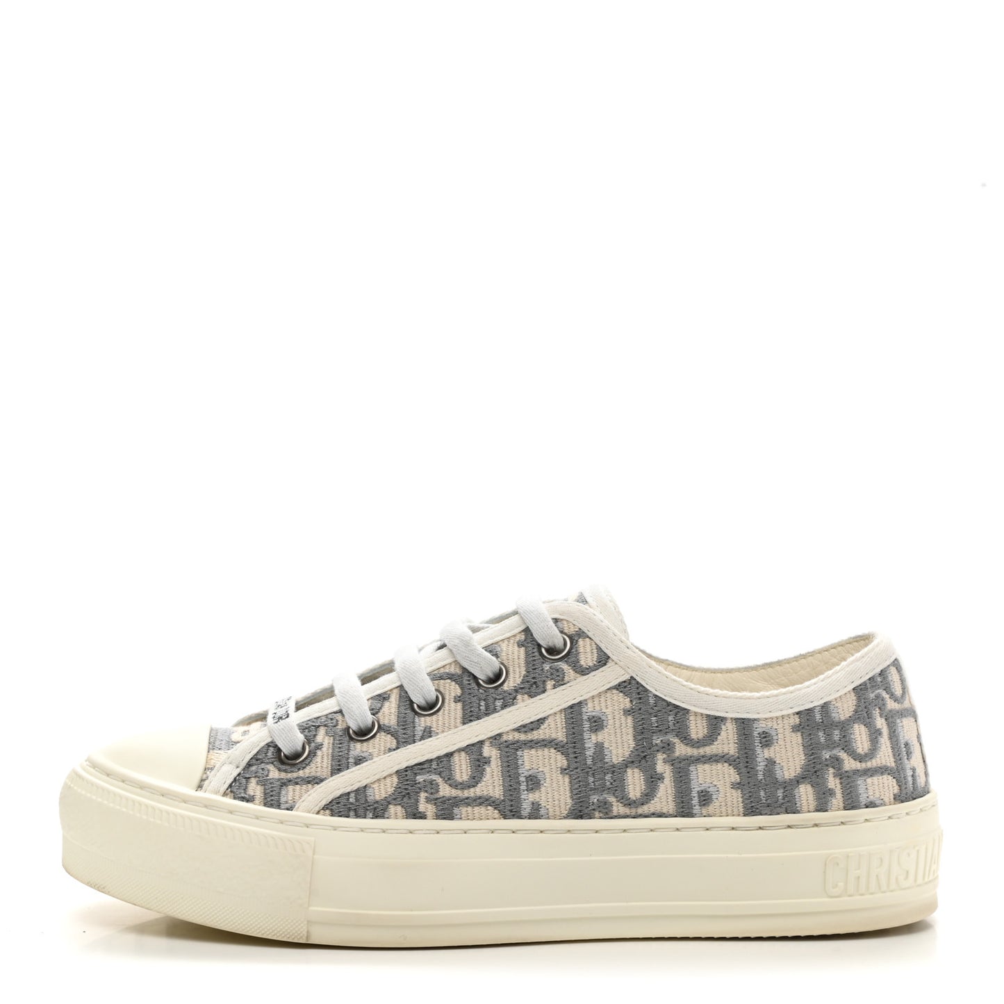 Canvas Oblique Walk'N'Dior Low Top Sneakers 35.5 Grey Stone
